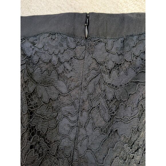 Talbots Black Floral Lace Pencil Skirt Size 16 Preppy Coquette Romantic - Picture 6 of 9